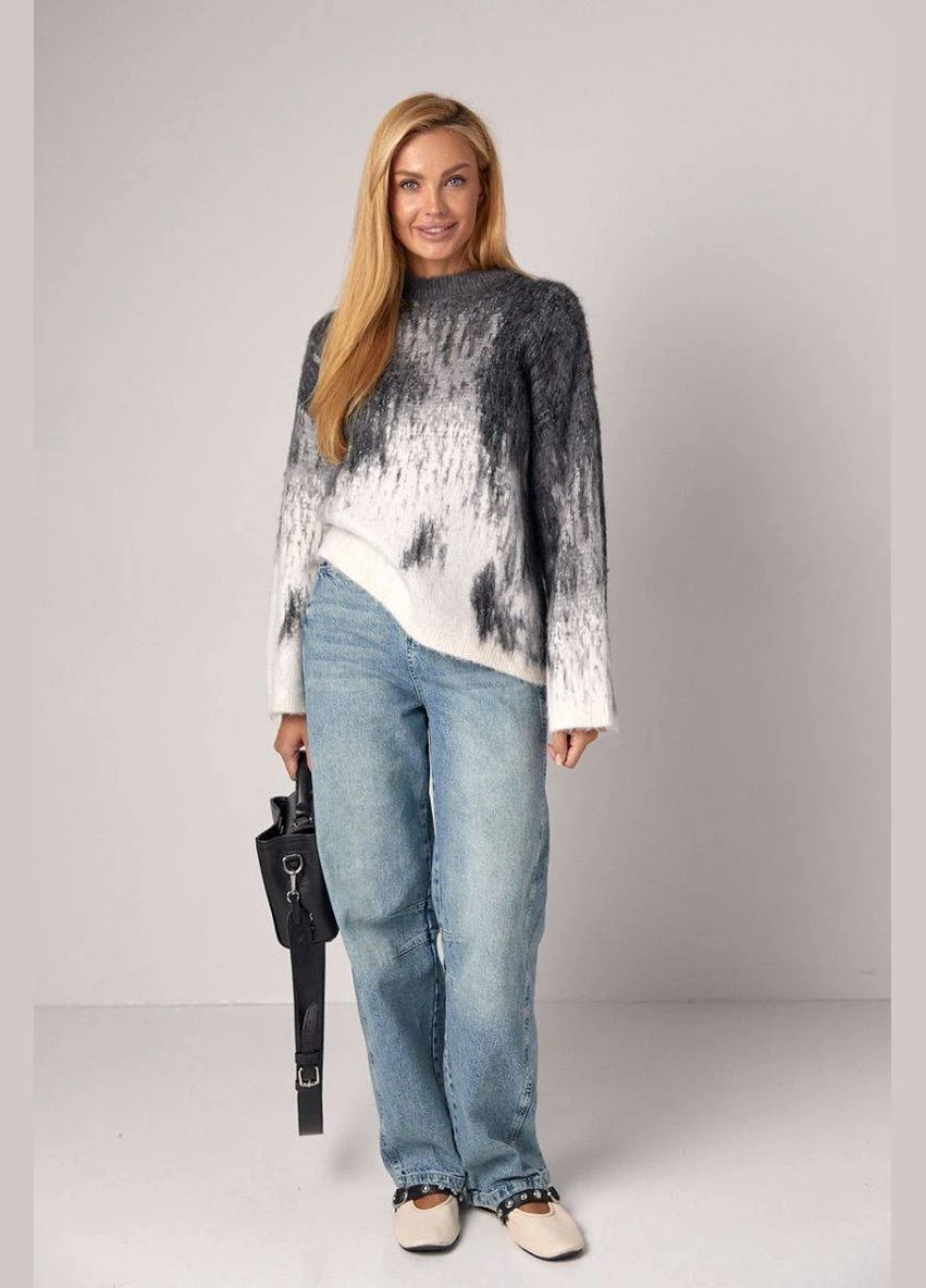 Кофта з ворсистої пряжі з абстрактним візерунком. Lurex Кофта (327218399)