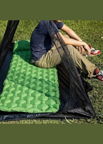 Коврик туристический, надувной Зеленый одноместный с подушкой и чехлом Widesea (331320027)