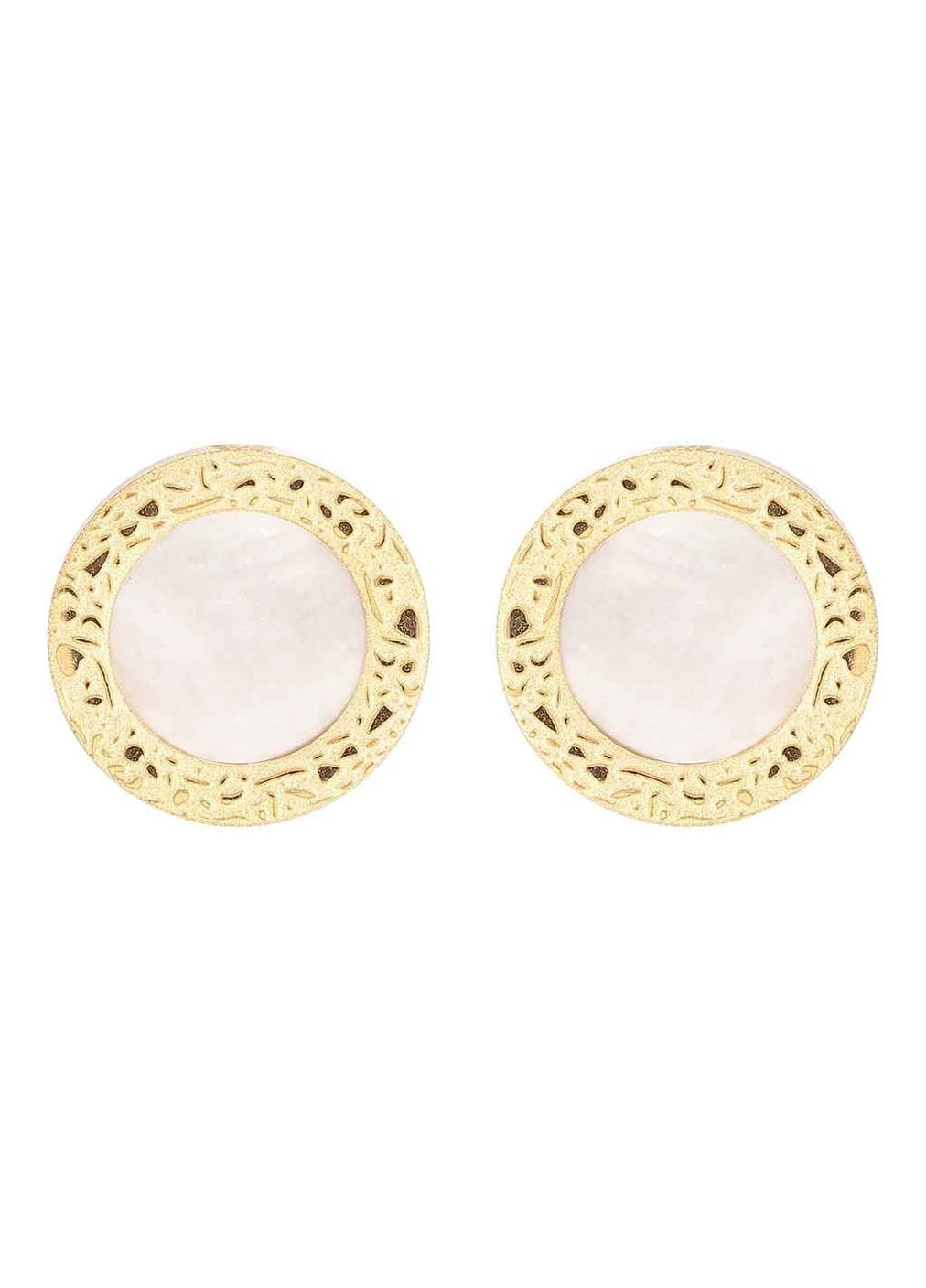 Серьги TTM Stainless Steel 14К пусеты «Круги с перламутровыми вставками» 283866 Xuping Jewelry (356457182)