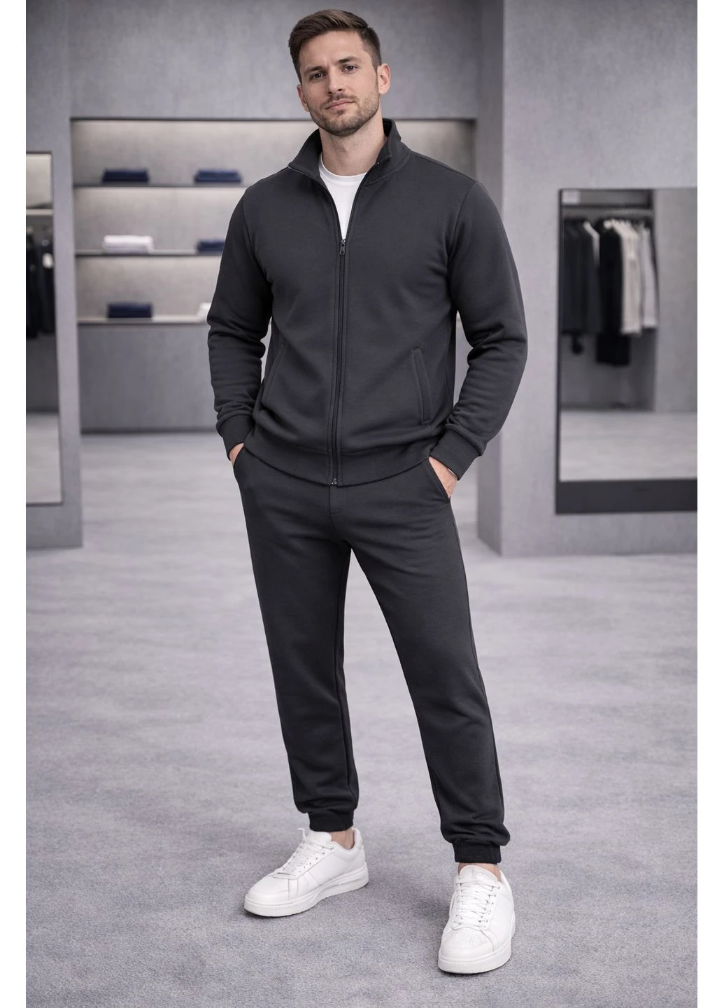 Костюм НБ кофта штаны графитовый No Brand (388695259)