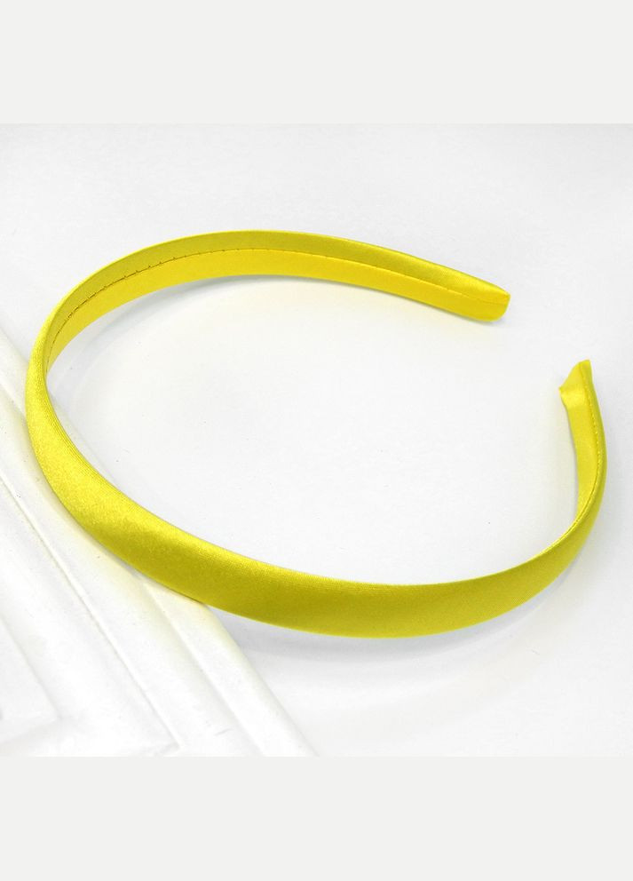 Обруч для волос, в атласе, пластиковый, 1,5 см, желтый No Brand (340485794)