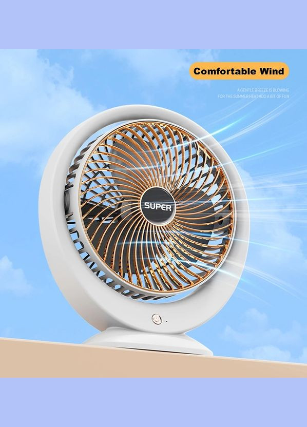 Вентилятор настольний с поворотом 180° 19128 4.5 Вт белый No Brand (364498143)