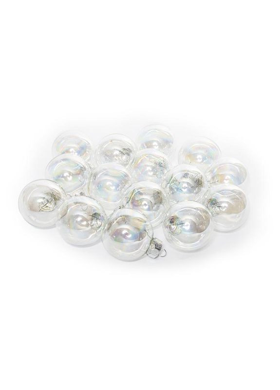 Набір скляних ялинкових куль 3,5см/15шт прозорий райдужний Home Decor (365243790)