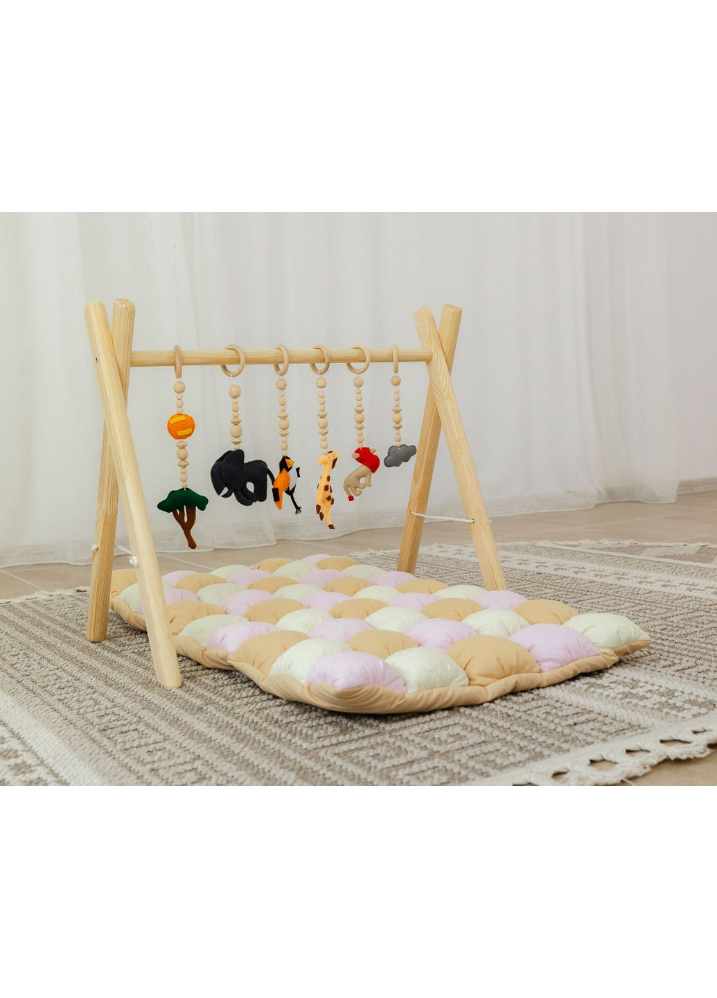 Мобіль підлоговий тренажер Монтессорі XRMASTER Сафарі з матрациком Лисенятко No Brand (350313833)