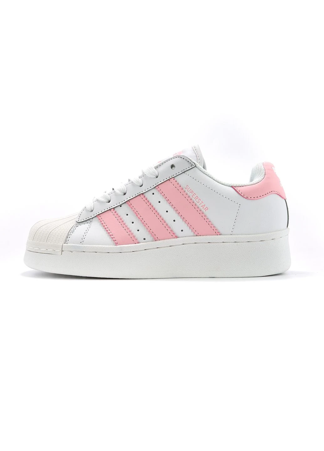 Белые летние кроссовки adidas superstar platform white pink адидас суперстар No Brand