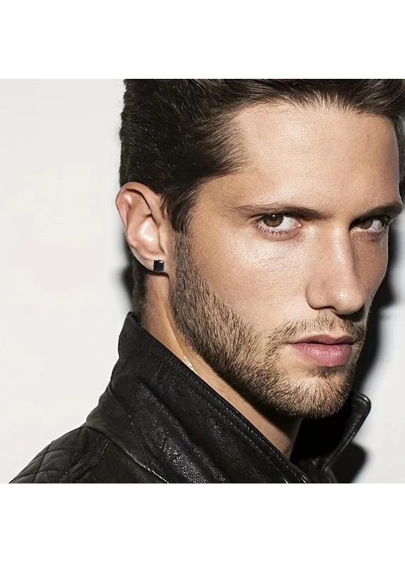 Жіночі чоловічі чорні сережки гвоздики з чорними кристалами з нержавіючої сталі в готичному панк 6 мм Liresmina Jewelry (396752394)