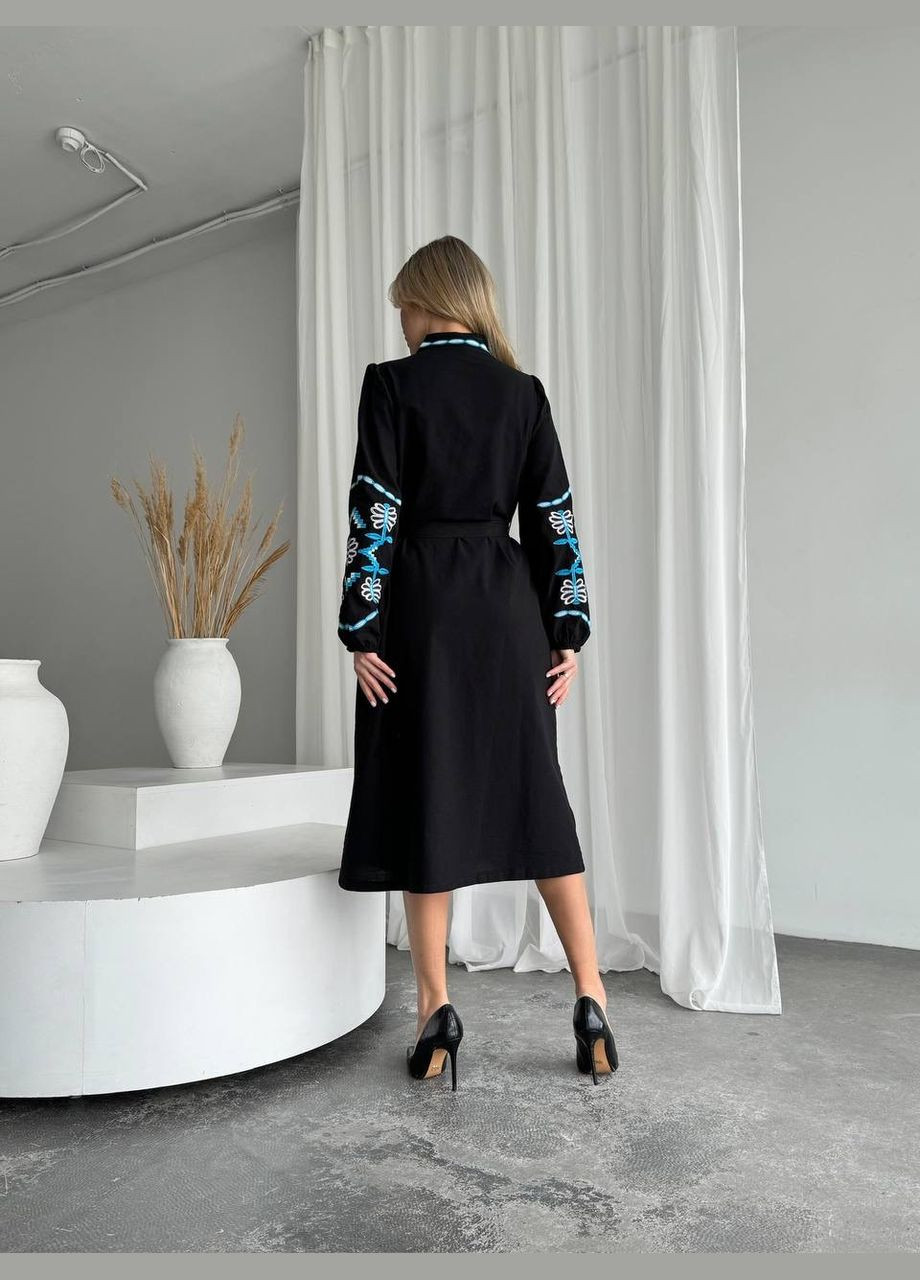 Чорний зимній жіноча вишита сукня квита чорна ESQ 4636