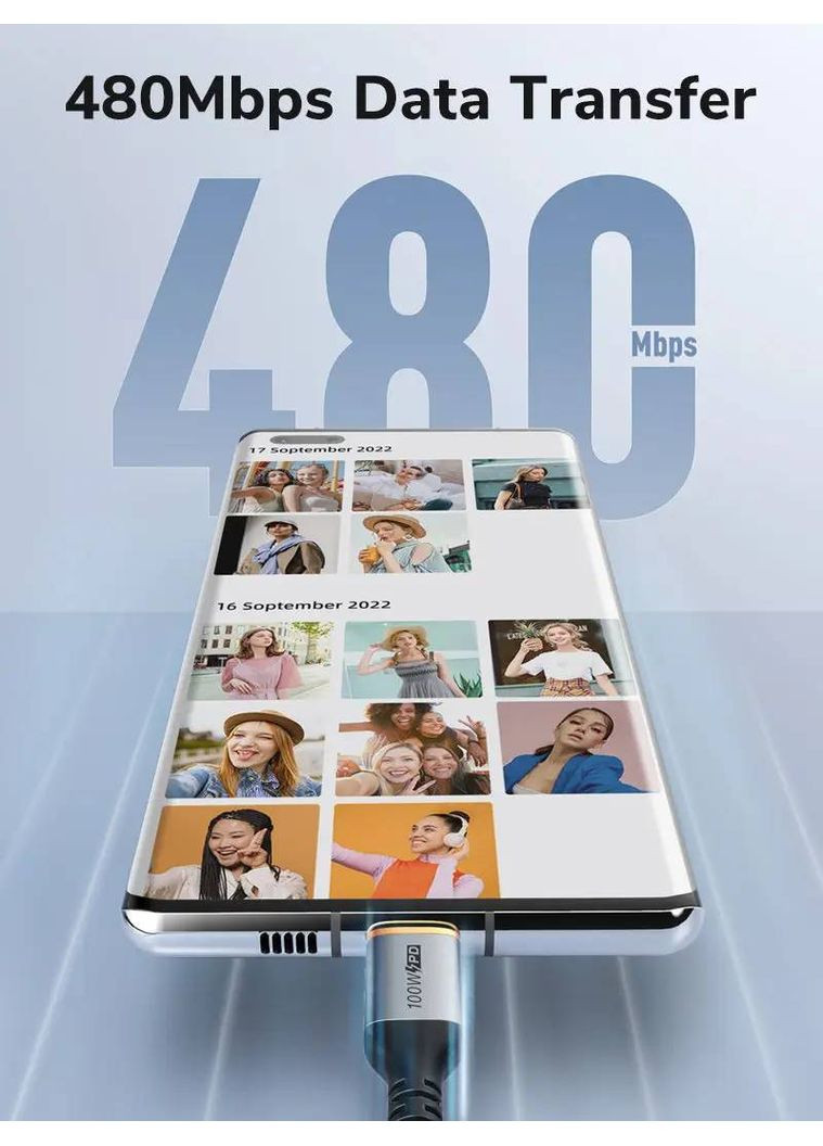 Кабель USB Type-C - USB Type-C (M/M) PD 100W, 1 м, Black (CU03L) CABLETIME (368679987)