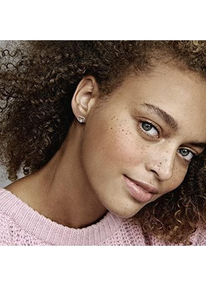 Срібні сережки Пандора "Асиметричні серця" 297813CZ Kabluchka (355347598)