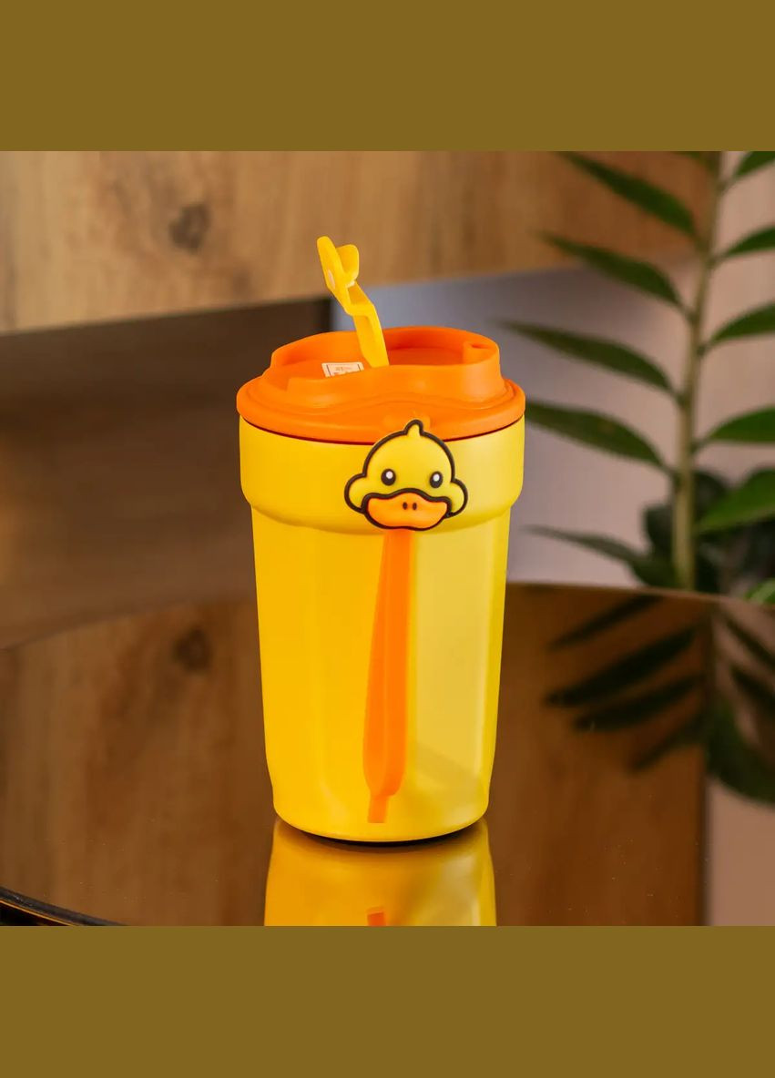 Термочашка G. Duck 450 мл с крышкой на защелке желтый Happy Life (334320653)