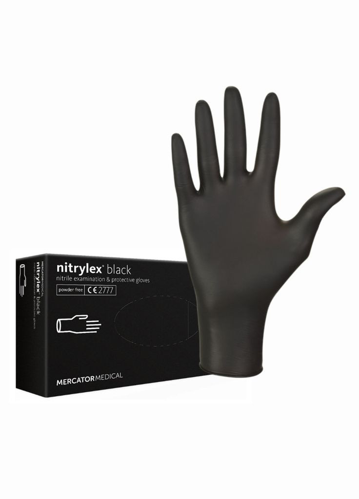 Рукавички нітрилові Mercator Nitrylex Black неопудрені М 100 шт. чорні Mercator Medical (301418803)