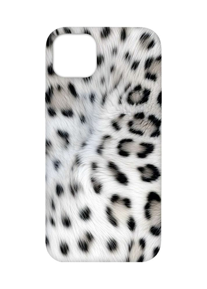 Матовый чехол с черными боками на iPhone 14 Plus Белый леопард (принт 398) Creative (355404370)