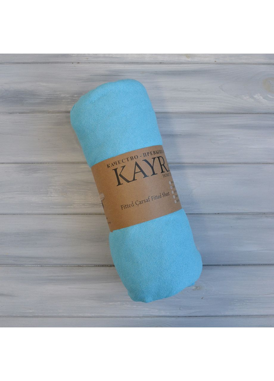 Махрове простирадло на гумці 140*200*25 см Бірюзовий Kayra (366216891)