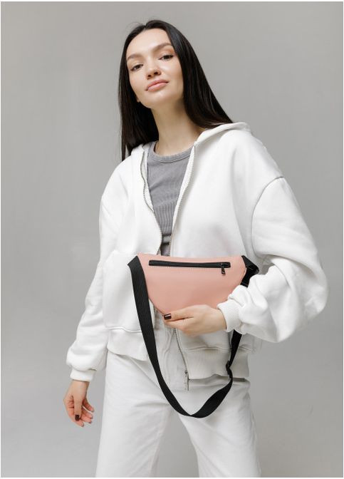 Жіноча сумка бананка на пояс з екошкіри Пудра (779024815) Sambag (360752353)