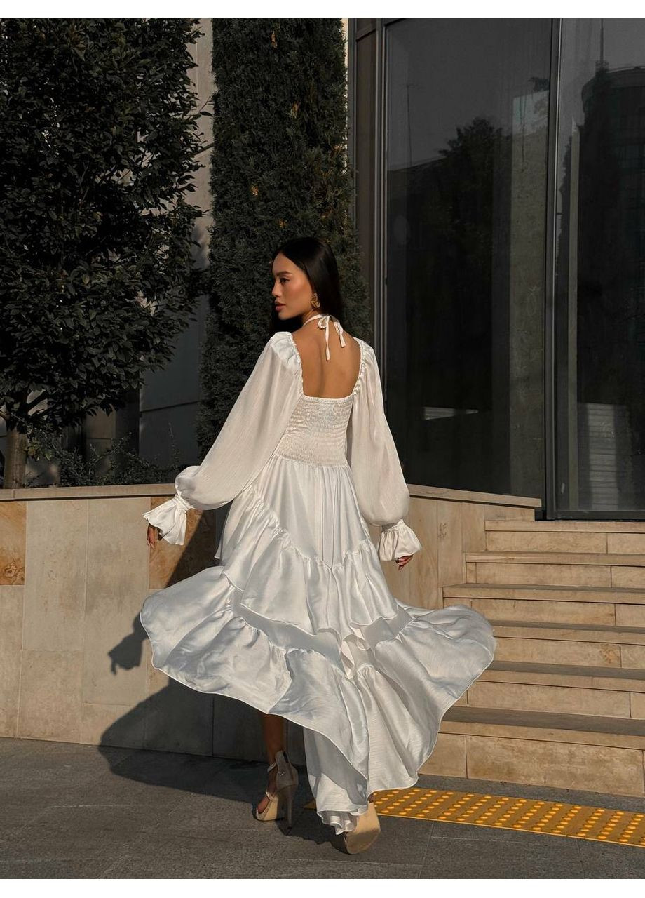 Білий святковий жіноча сукня асиметричного крою vivian (mil560) milirud