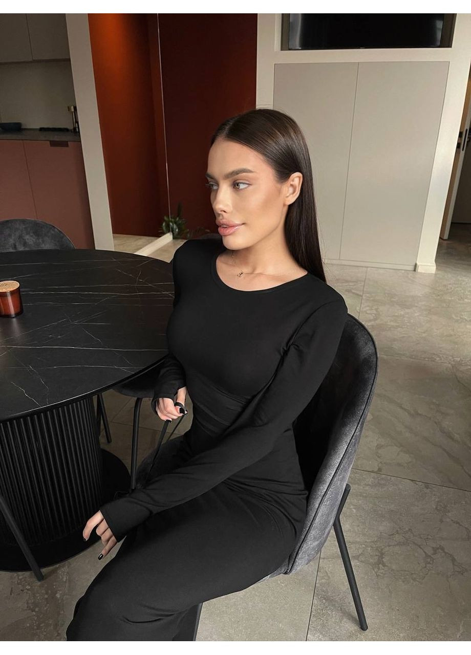 Чорна вечірня сукня «sk!ms» з натуральної віскози — тренд сезону (заміри в описі) GD/GL Модний простір однотонна