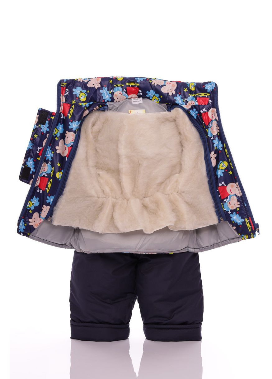 Синий зимний комбинезон на синтепоне для мальчика с принтом пэппы ноль подстежка синий 86 см (27855) BABYKROHA