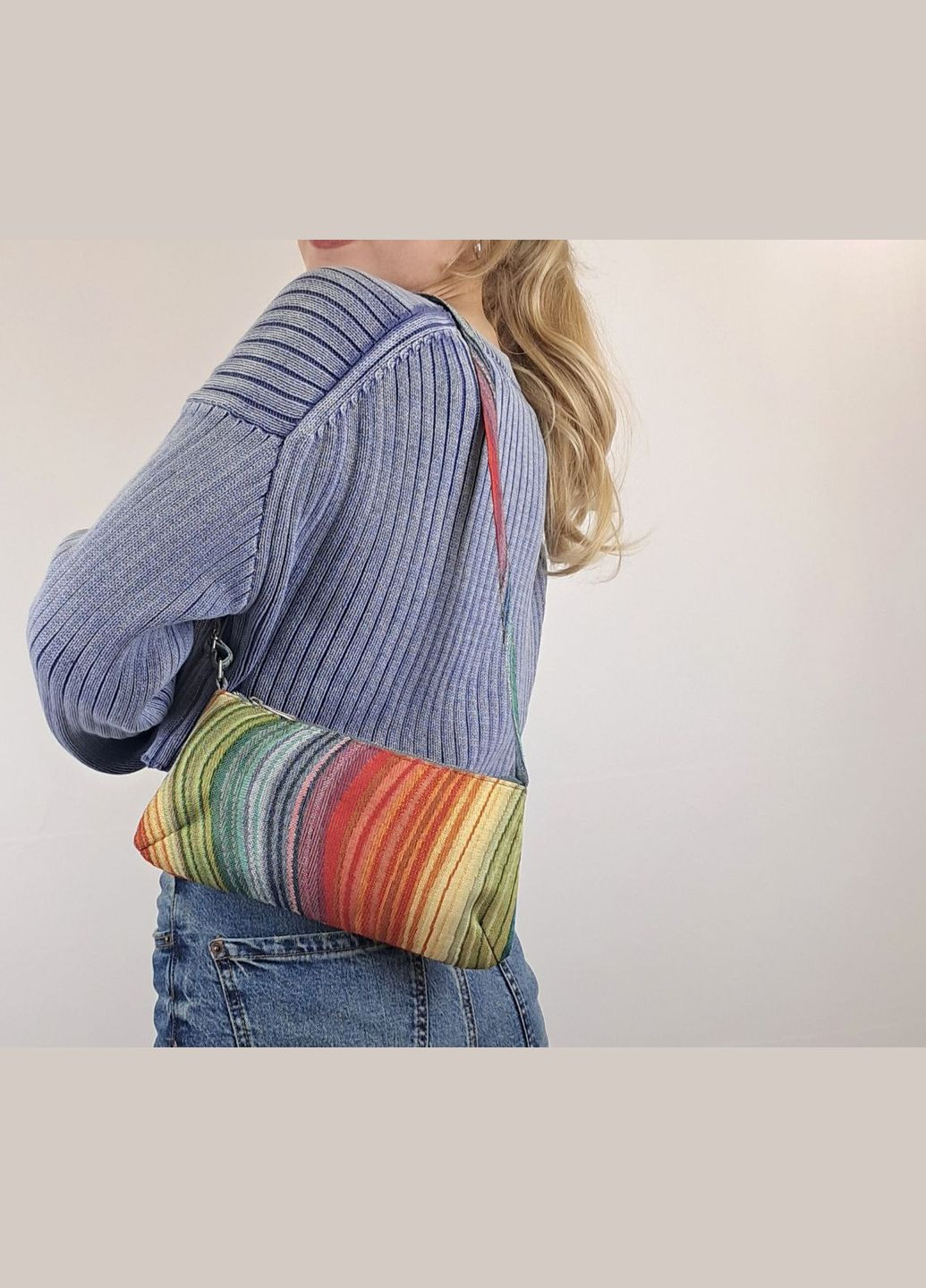 Сумка жіноча яскрава веселка з жаккарду на плече No Brand (322169842)