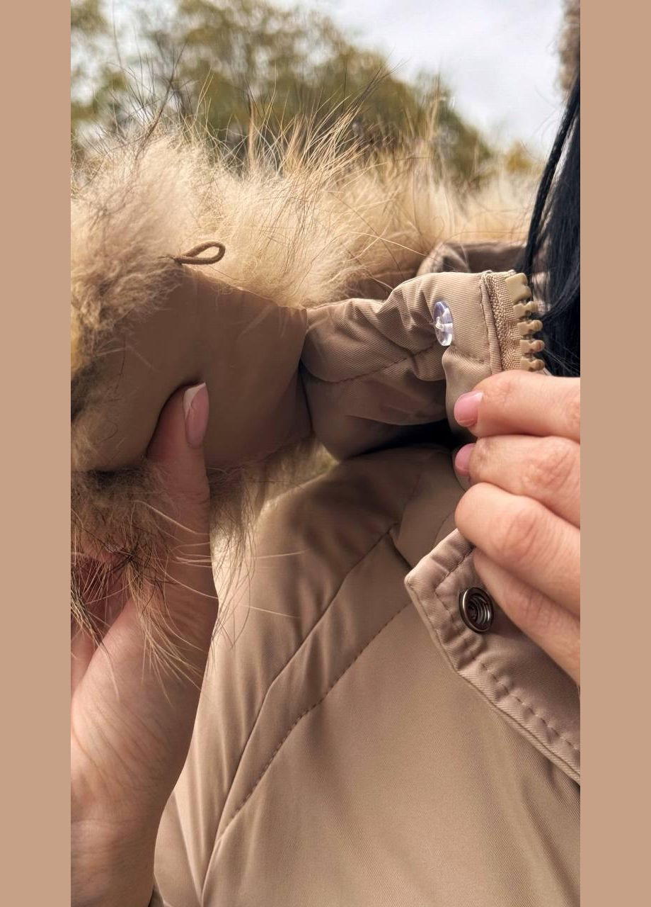 Бежева зимня куртка пальто жіноча зимова бежева куртка-пальто No Brand Жіноча зимова куртка