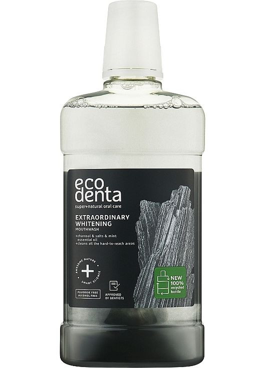 Ополіскувач для порожнини рота "Відбілювальний" Extra Whitening Mouthwash With Black Charcoal 500ml (744290-31790781) Ecodenta (368655636)
