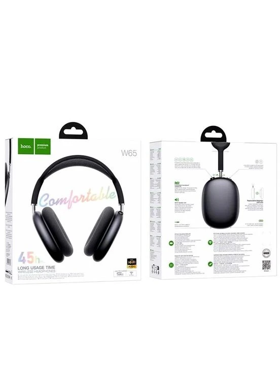 Навушники Bluetooth W65 Black з підтримкою карти пам'яті та Bluetooth 5.4 Hoco (370168837)