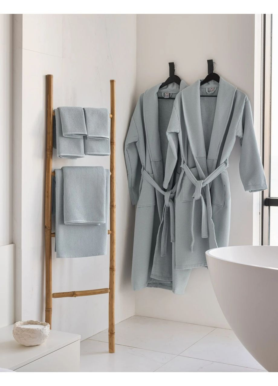 Набор вафельных полотенец 30х50см, 50х90см, 90х150см HYGG однотонный серо-бежевый