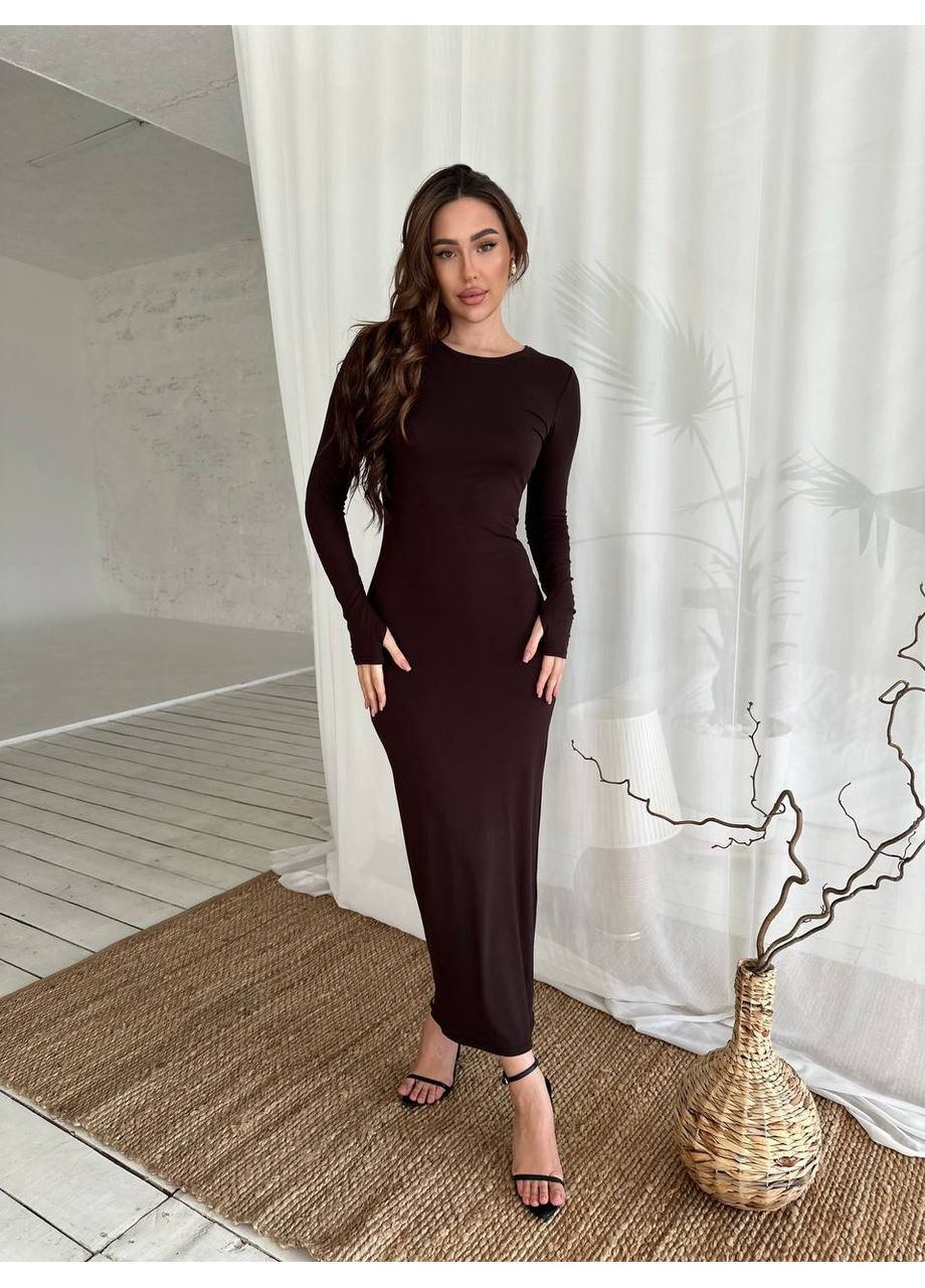 Коричневое праздничный, коктейльное, вечернее женское платье sk!ms футляр queensleep_7km однотонное