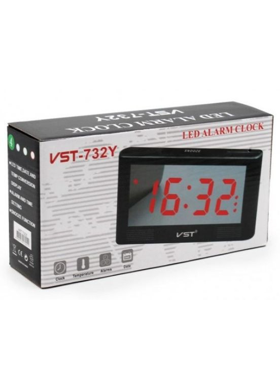 Электронные зеркальные часы настольные VST 732Y черные с зелёной подсветкой (1756374626) No Brand (330579033)