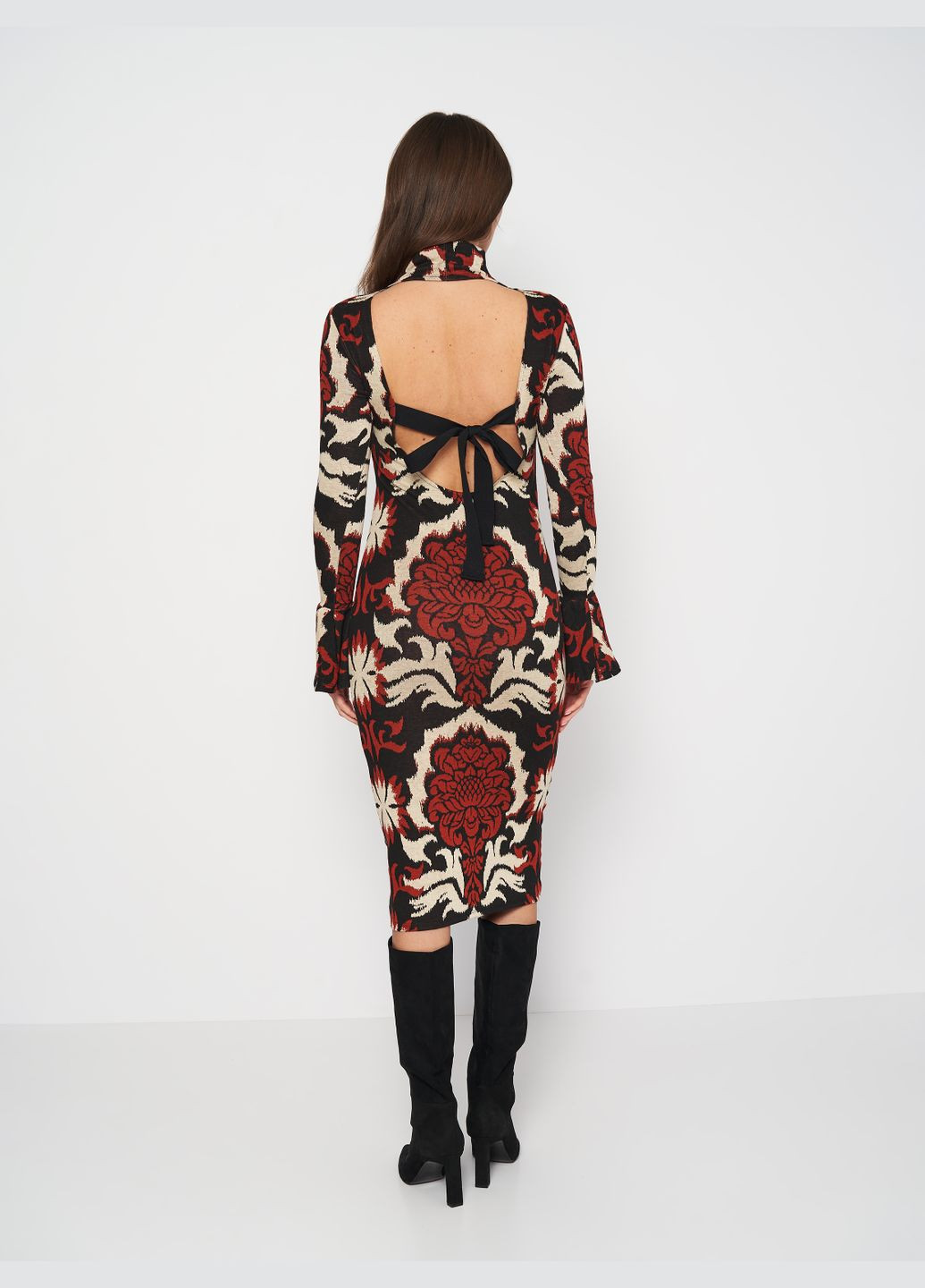 Комбинированное повседневный платье вязаное H&M с цветочным принтом