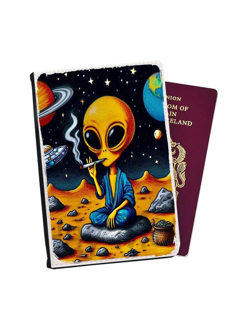 Портмоне - Обложка на паспорт, автодокументы с отсеками Инопланетянин #004 Черный No Brand (317550355)