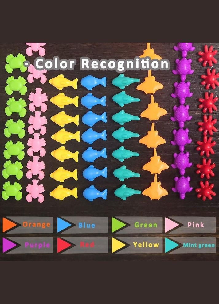 Дитяча розвиваюча гра сортування Монтесорі Funny Family Сортер по кольорам з пінцетом та тарілочками Океан No Brand (302672341)