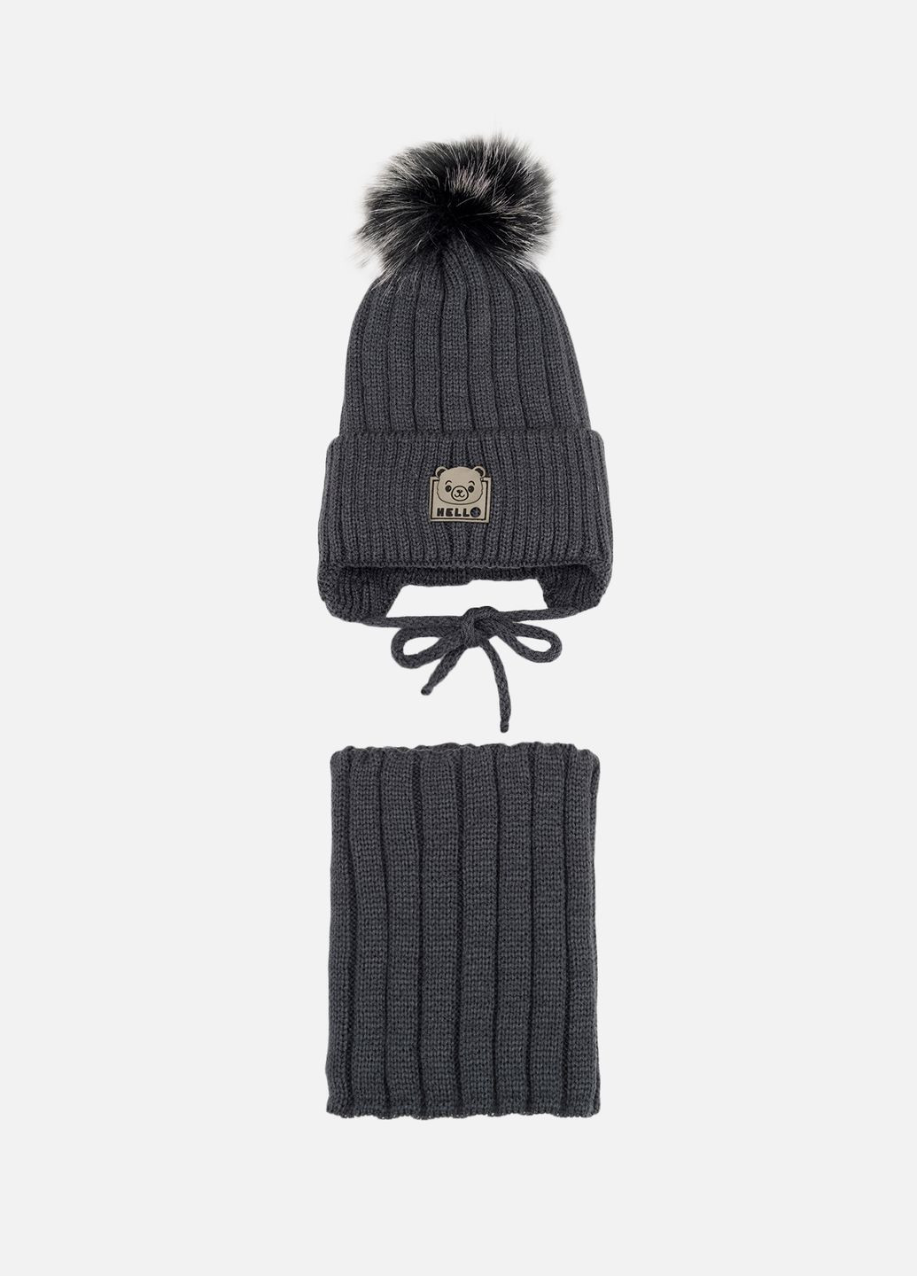 Комплект шапка + шарф для мальчика цвет темно-серый ЦБ-00262996 Yuki (308211371)