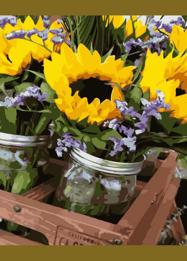 Картина за номерами ПРЕМІУМ Соняхи в банці (з лаком та рівнем) 40х50 см VA-3423 () Strateg (328945259)