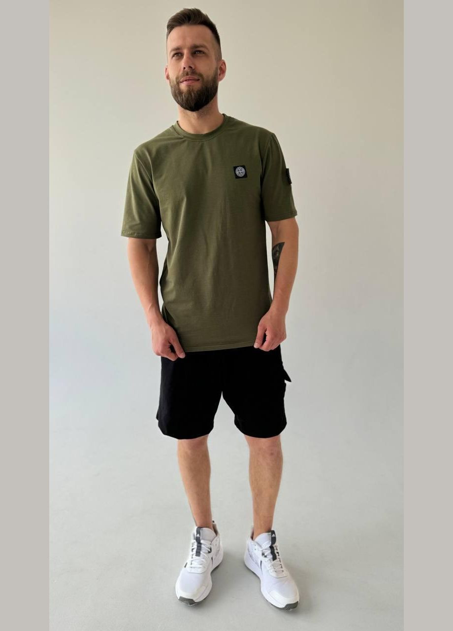 Оливковий (хакі) літній літній чоловічий літній костюм з шортами з шортами Vakko