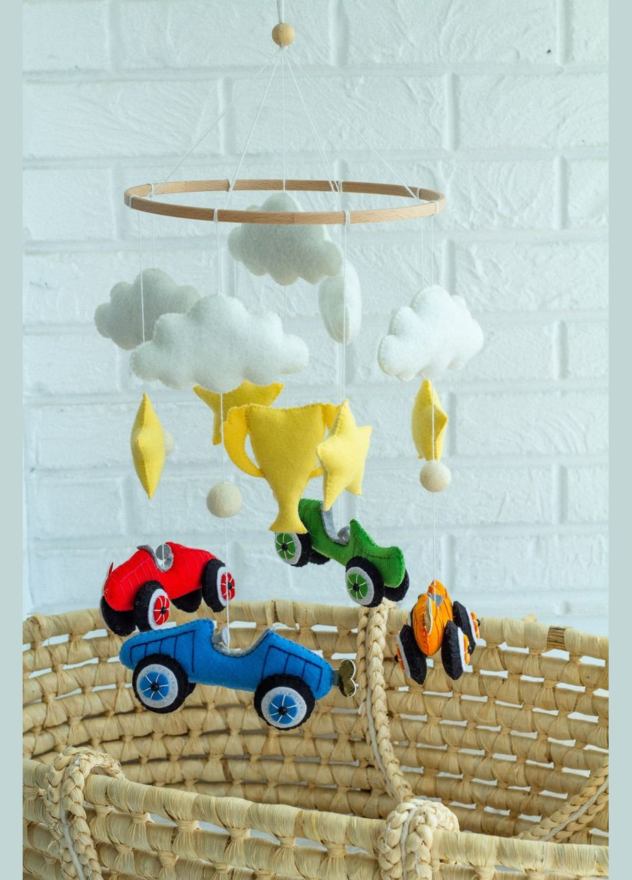 Дитячий музичний мобіль на ліжечко для немовлят WooolyWool «Круті тачки» з 35 мелодіями No Brand (342758010)