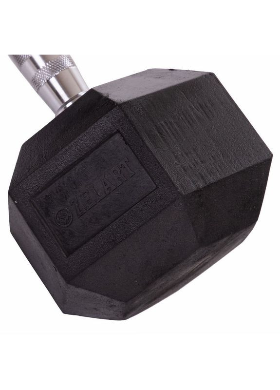 Гантель цільна шестигранна гексагональна гексагональна обгумована 1штука TA-5159-20 (1x20кг) (сталь хромована, гума, вага Zelart (361435269)