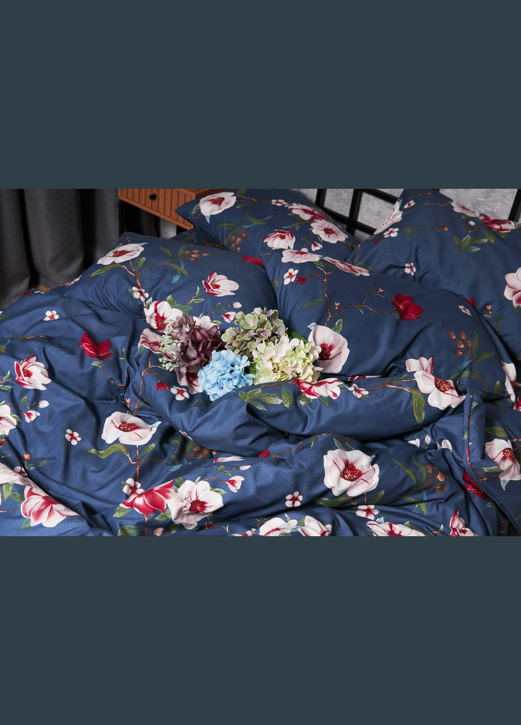 Комплект постельного белья Полисатин Premium семейный 160х220х2 наволочки 4х70х70 (MS-820003744) Moon&Star Bush Peony (288043586)