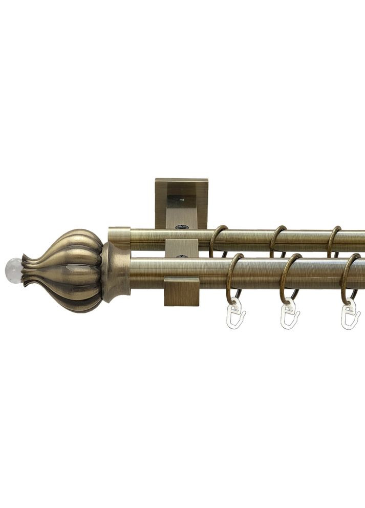 Карниз Таджа-Кристал металевий дворядний техно гладка труба Антик 25\19 мм 160 см (00-00026056) ORVIT (300845590)