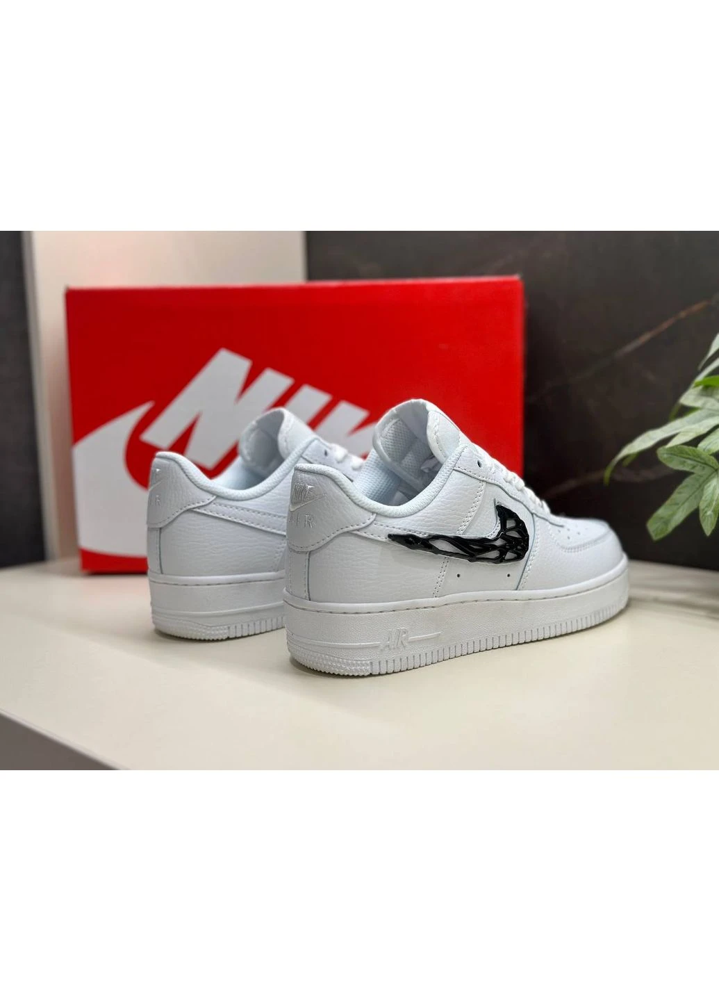 Білі кросівки чоловічі nike air force 1 low molten black white найк аір форс 1 білі демісезон No Brand