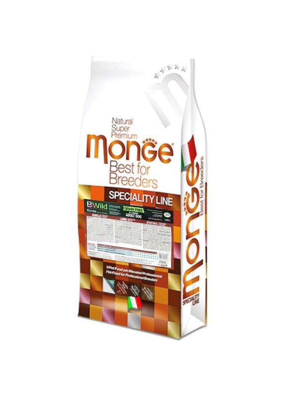 BWild Grain Free Lamb Adult All Breeds - Беззерновой корм с ягненком для взрослых собак различных пород 15 кг (8009470056069) Monge (327070178)