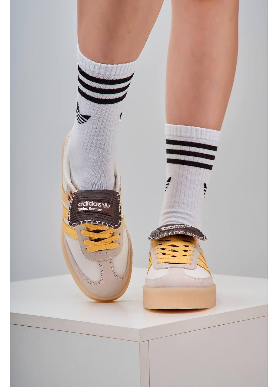 Бежевые демисезонные кроссовки мужские adidas samba platform wales bonner beige адидас самба No Brand
