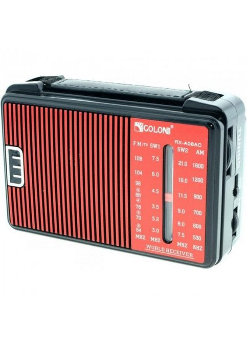 Портативний радіоприймач RX-A08 AC від мережі 220В Чорний з червоним Golon (362348419)