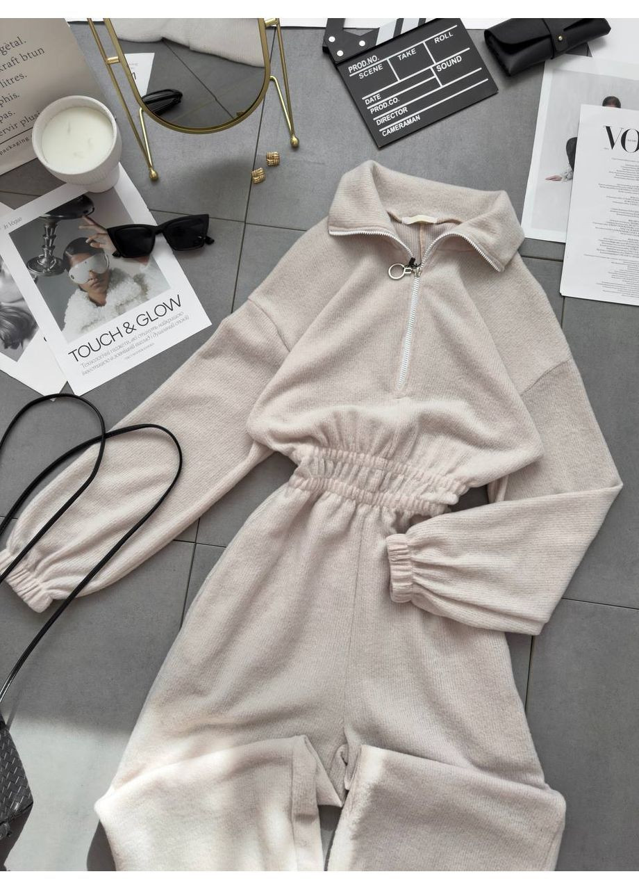 Комбінезон жіночий повсякденний Style Point комбінезон-брюки однотонний бежевий повсякденний, кежуал ангора