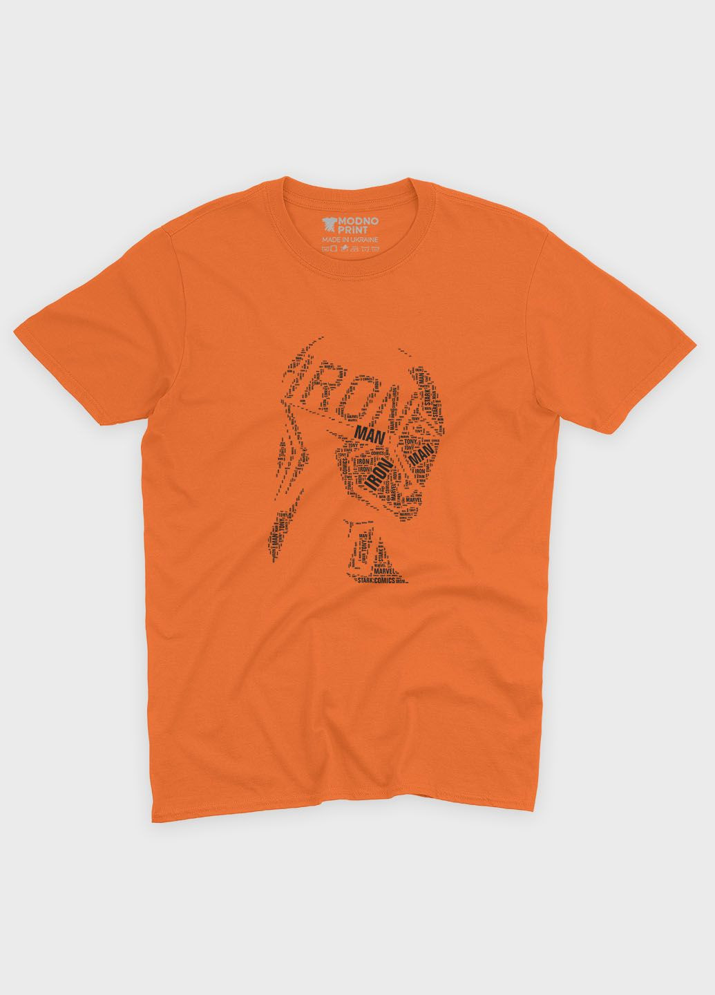 Оранжевая демисезонная футболка для мальчика с принтом супергероя - железный человек (ts001-1-ora-006-016-002-b) Modno