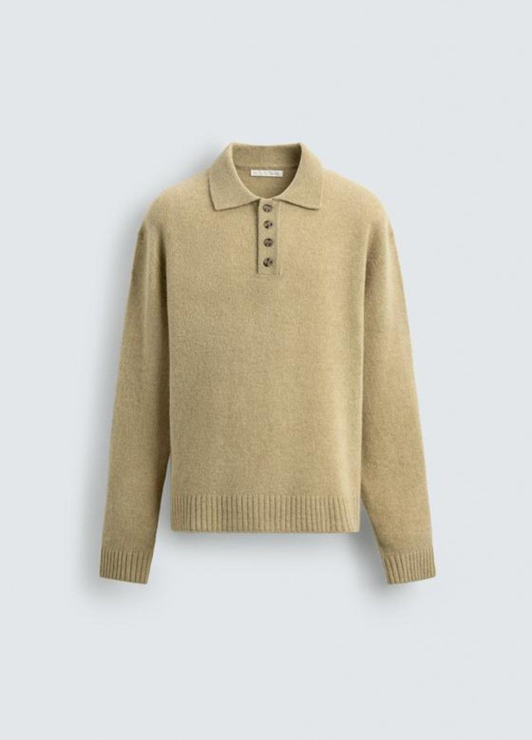 Зеленая футболка-поло для мужчин Zara однотонная