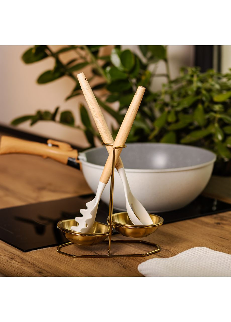 Вертикальная подставка для половника или ложек 20×12.5×19.5 см на 2 сек. Золото HP-19-14 (A-033474) Zhongjing (362210569)