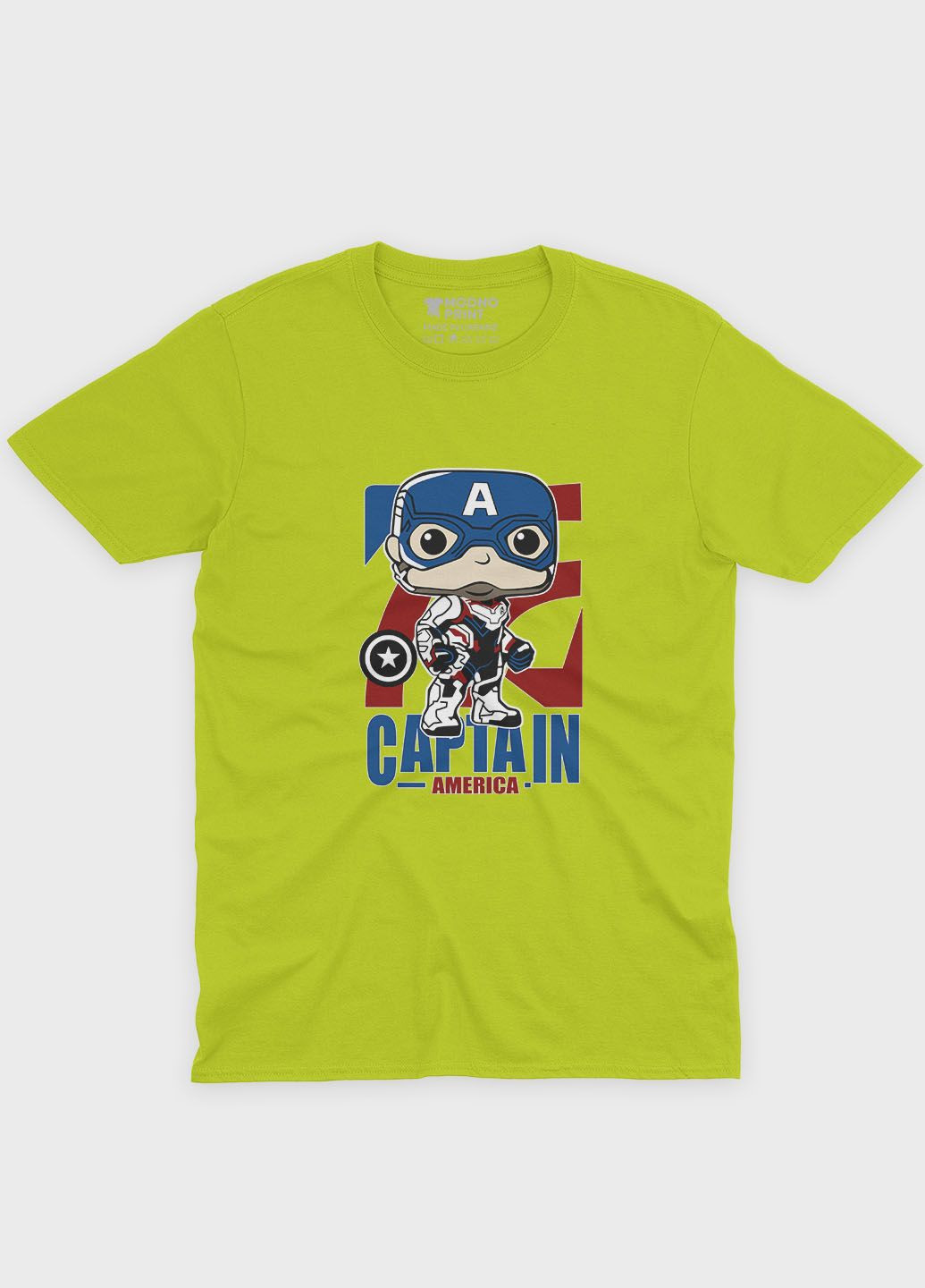 Лайм чоловіча футболка odno з принтом супергероя - капітан америка лаймовий m (ts001-1-bli-006-022-007) Modno