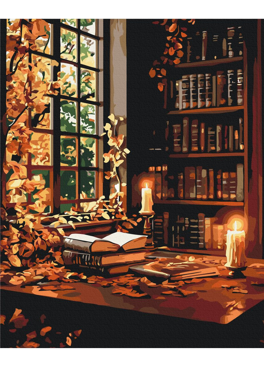 Картина по номерам Осенняя библиотека 40 х 50 BS54401 Brushme (359404456)