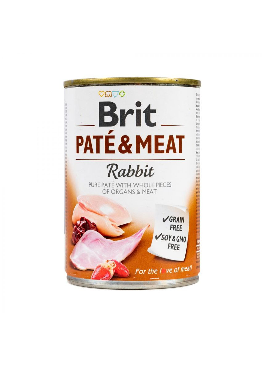 Влажный корм для собак Pate & Meat Rabbit 400г, с курицей и кроликом Brit (292258382)