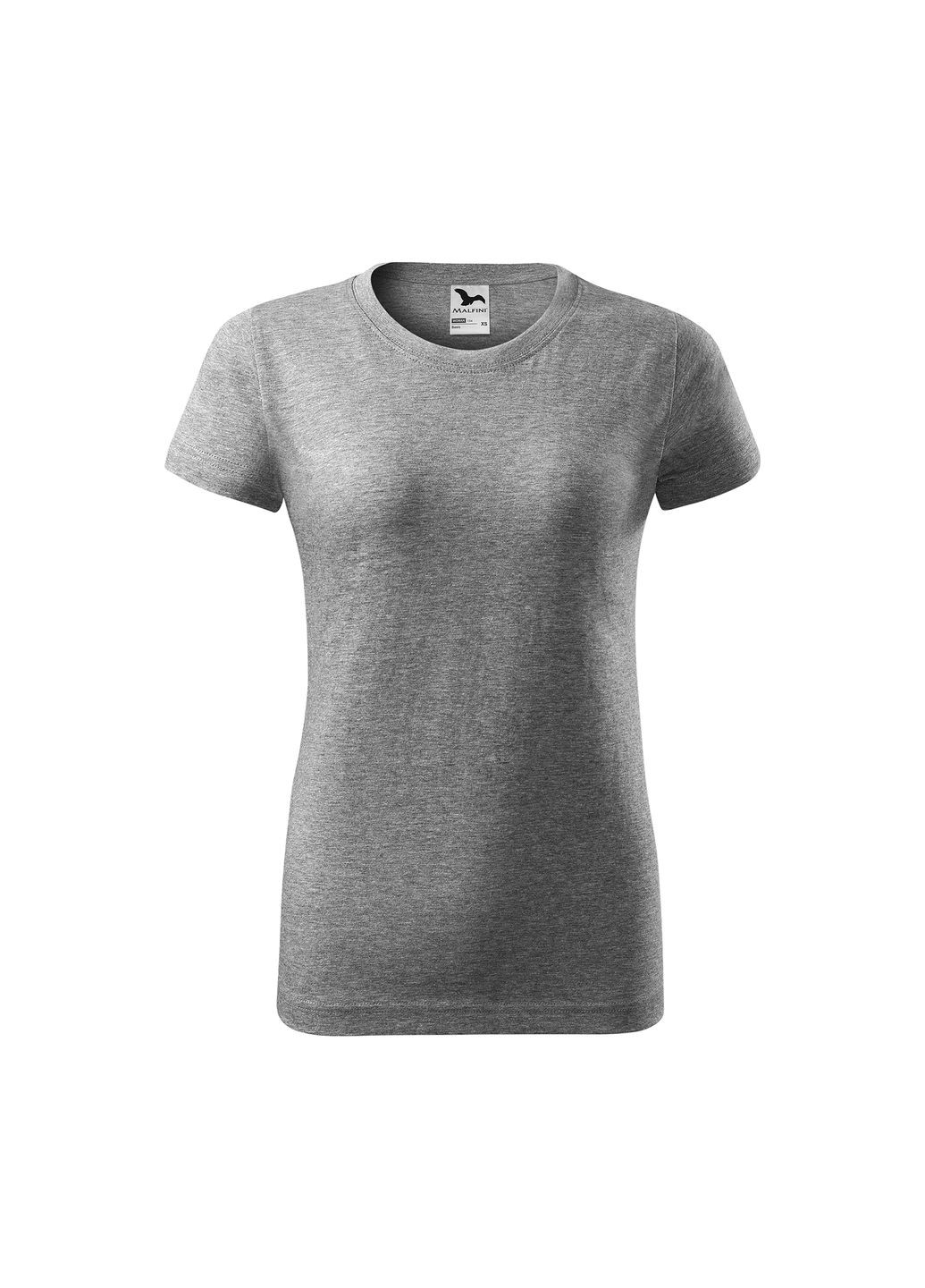 Сіра всесезон футболка жіноча бавовняна однотонна сірий меланж 134-12 з коротким рукавом Malfini Basic